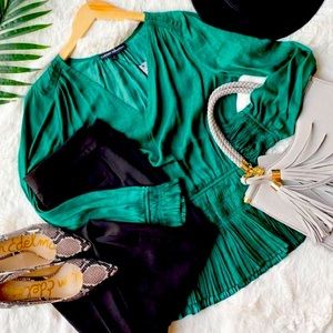 Catherine Malandrino Emerald Green Silky Blouse